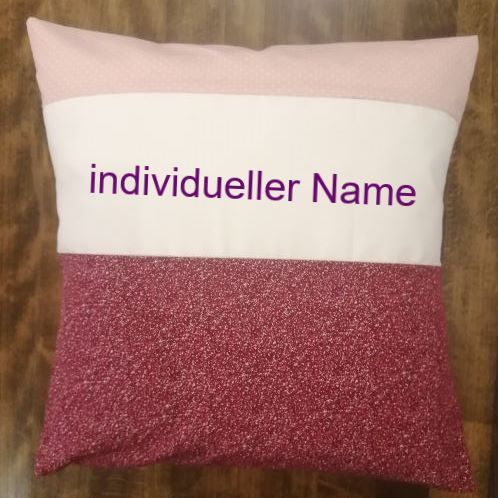 Kuschelkissen mit Namen Wilde Punkte bordeaux/grau