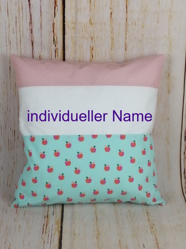 Kuschelkissen mit Namen Apfel rosa/mint