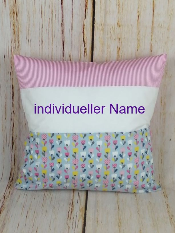 Kuschelkissen mit Namen Tulpe rosa/blau